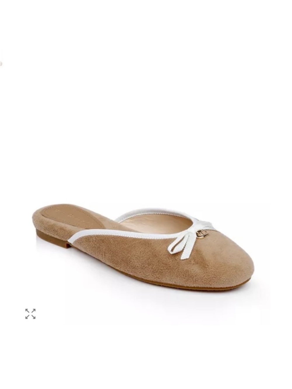 Suede Tan Slip-On Mule with White Trim